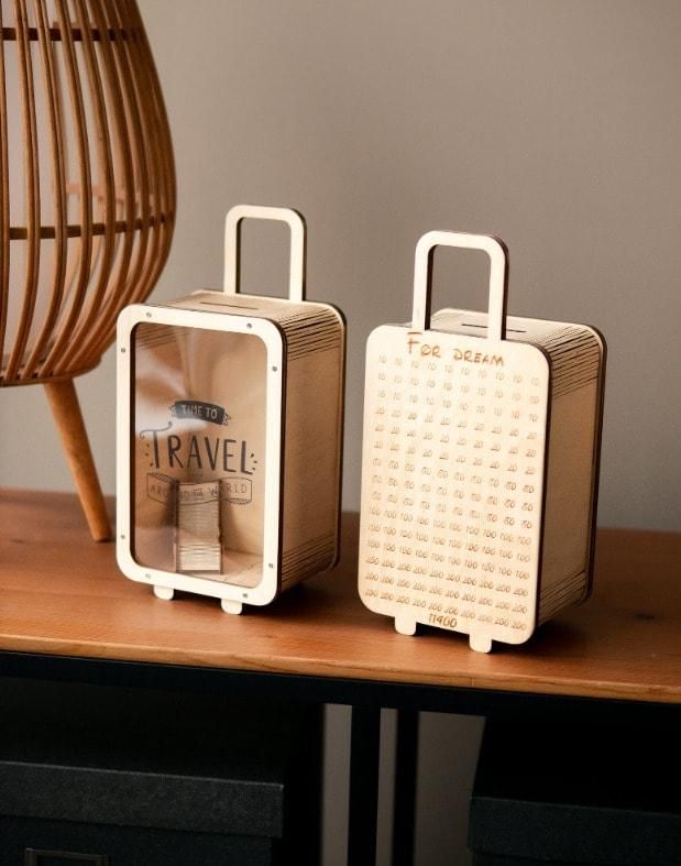 Travel Money Saving Wooden Bag